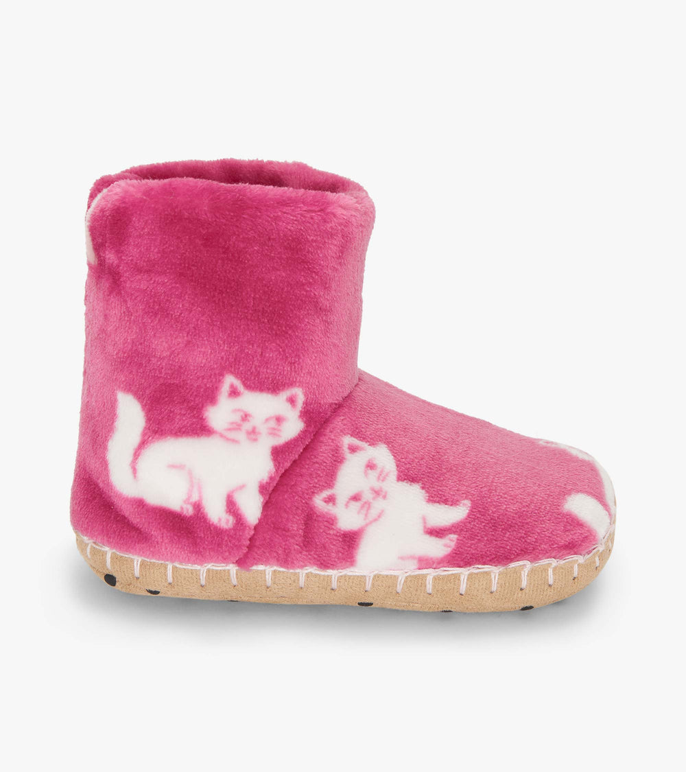 Hatley Girls Little Kitties Fuzzy Fleece Slippers