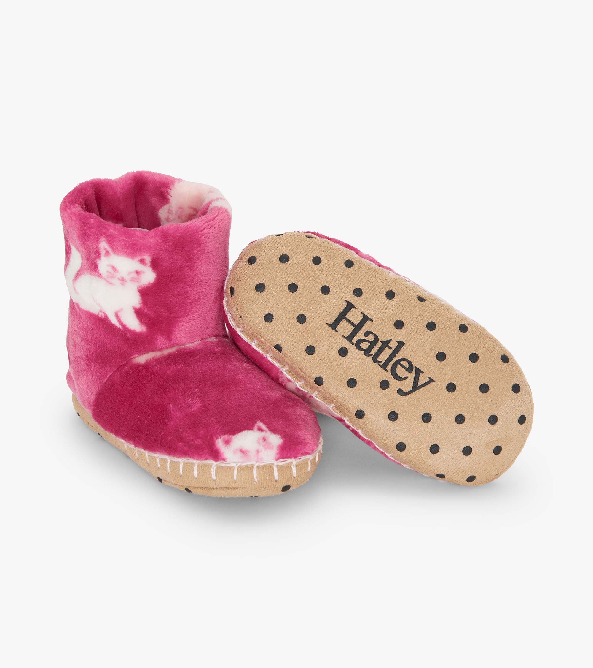 Hatley Girls Little Kitties Fuzzy Fleece Slippers