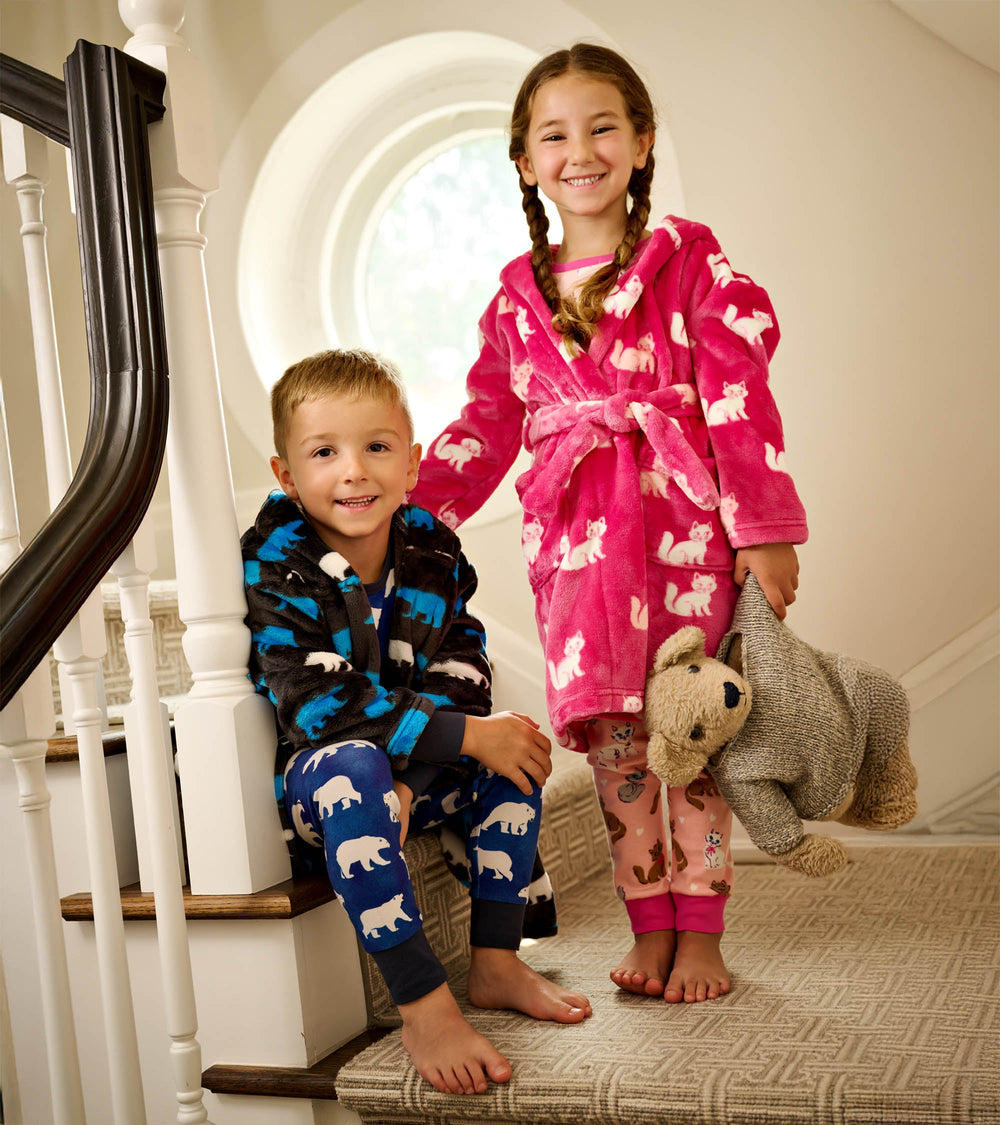Hatley Girls Little Kitties Fuzzy Fleece Robe