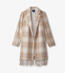 Hatley Fringe Jacket - Light Taupe Plaid