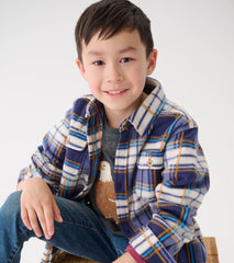 Hatley Boys Mountain Top Plaid Fleece Button-Up Shirt
