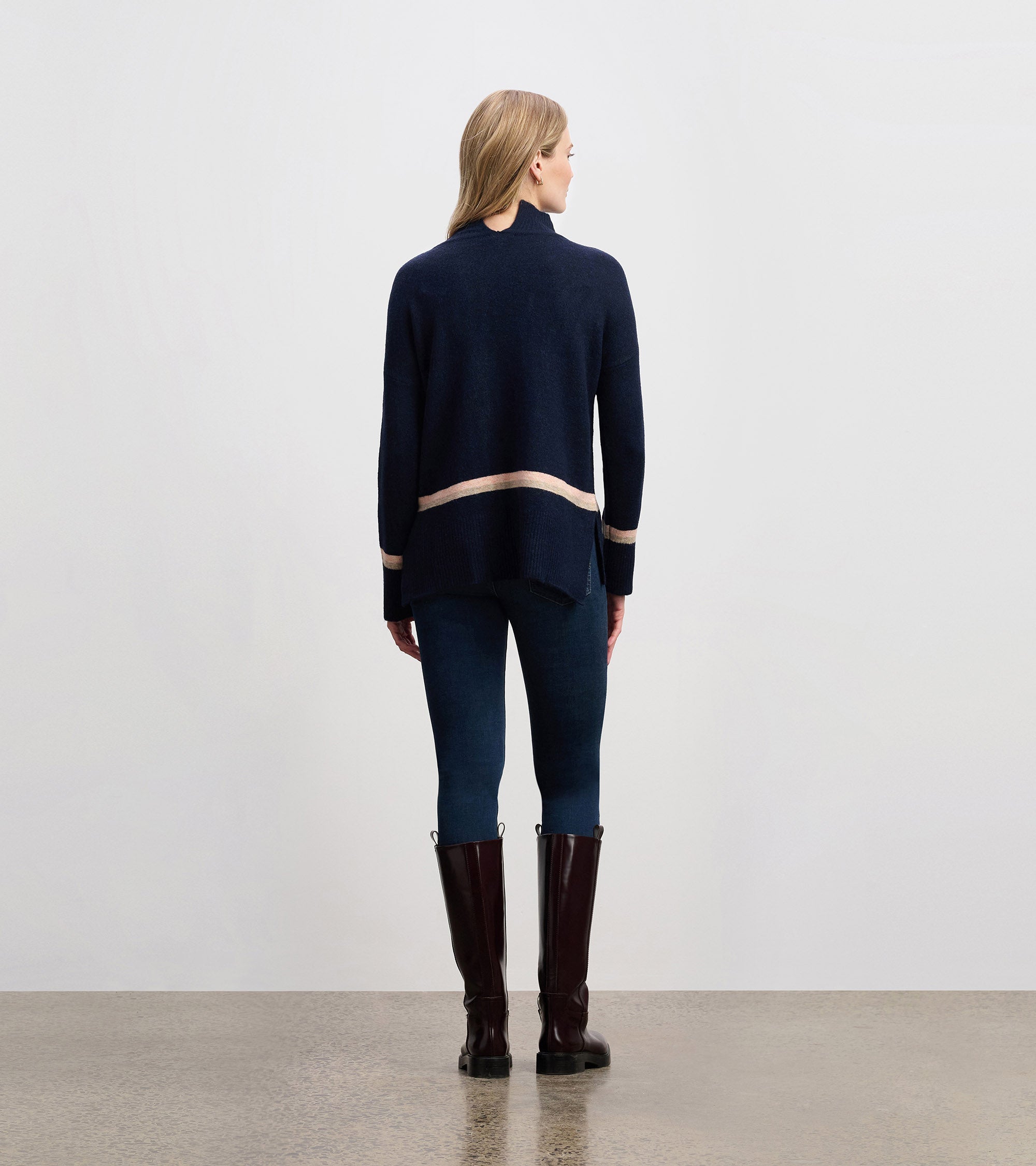 Hatley Mock Neck Sweater - Navy Stripe