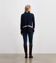 Hatley Mock Neck Sweater - Navy Stripe