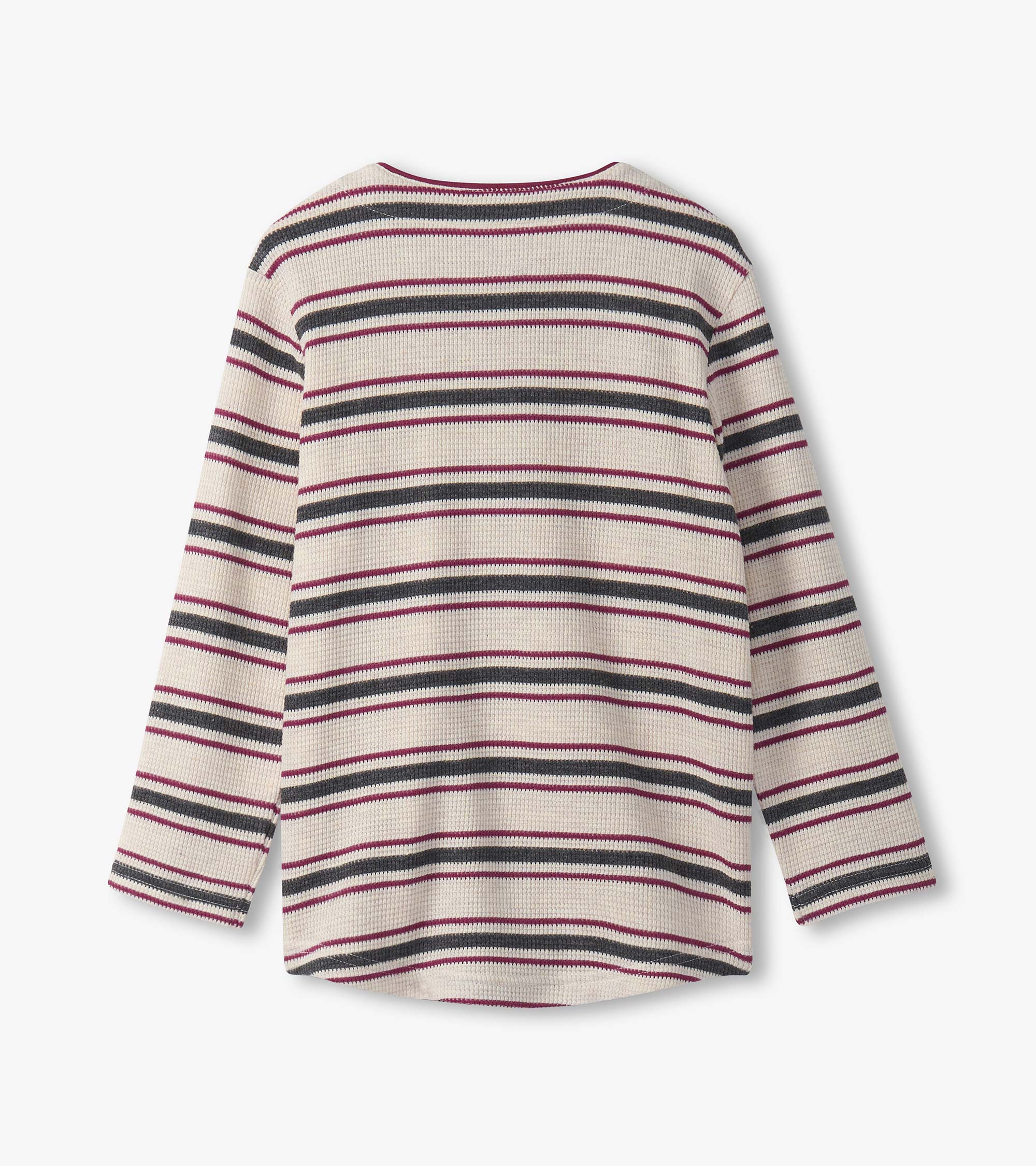 Hatley Boys Oatmeal Melange Stripes Waffle Henley