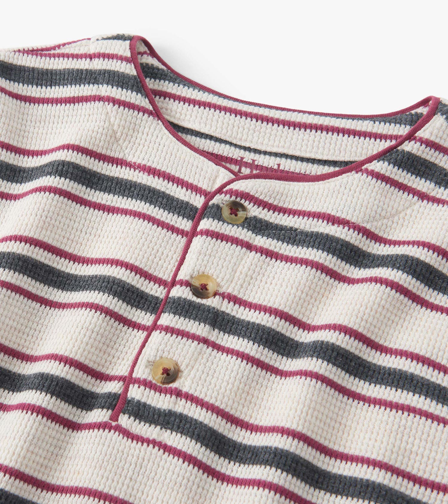 Hatley Boys Oatmeal Melange Stripes Waffle Henley