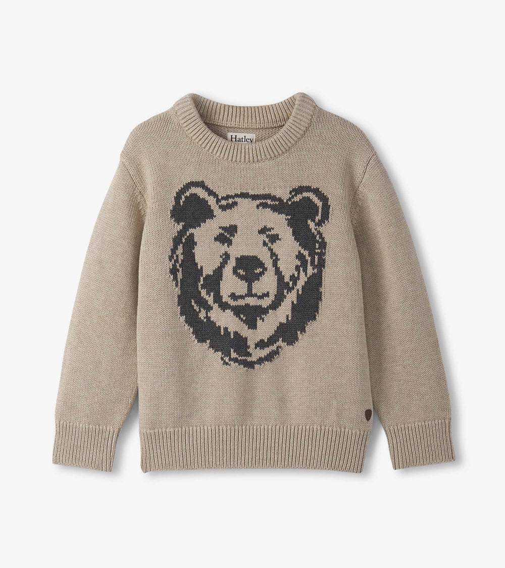 Hatley Boys Oatmeal Bear Crew Neck Sweater