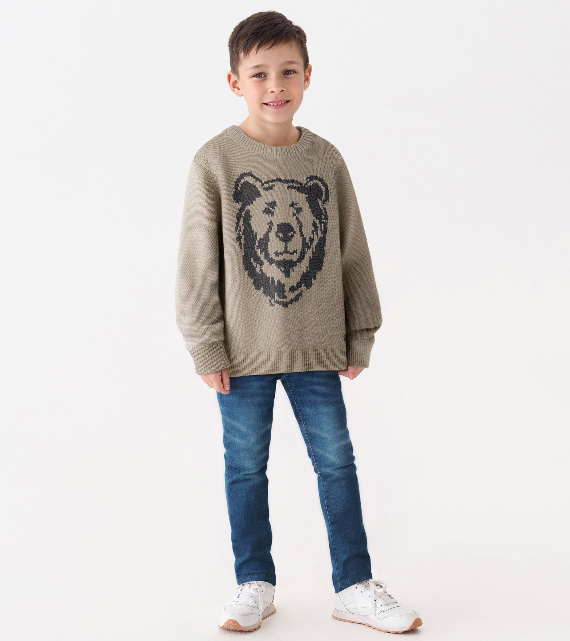 Hatley Boys Oatmeal Bear Crew Neck Sweater