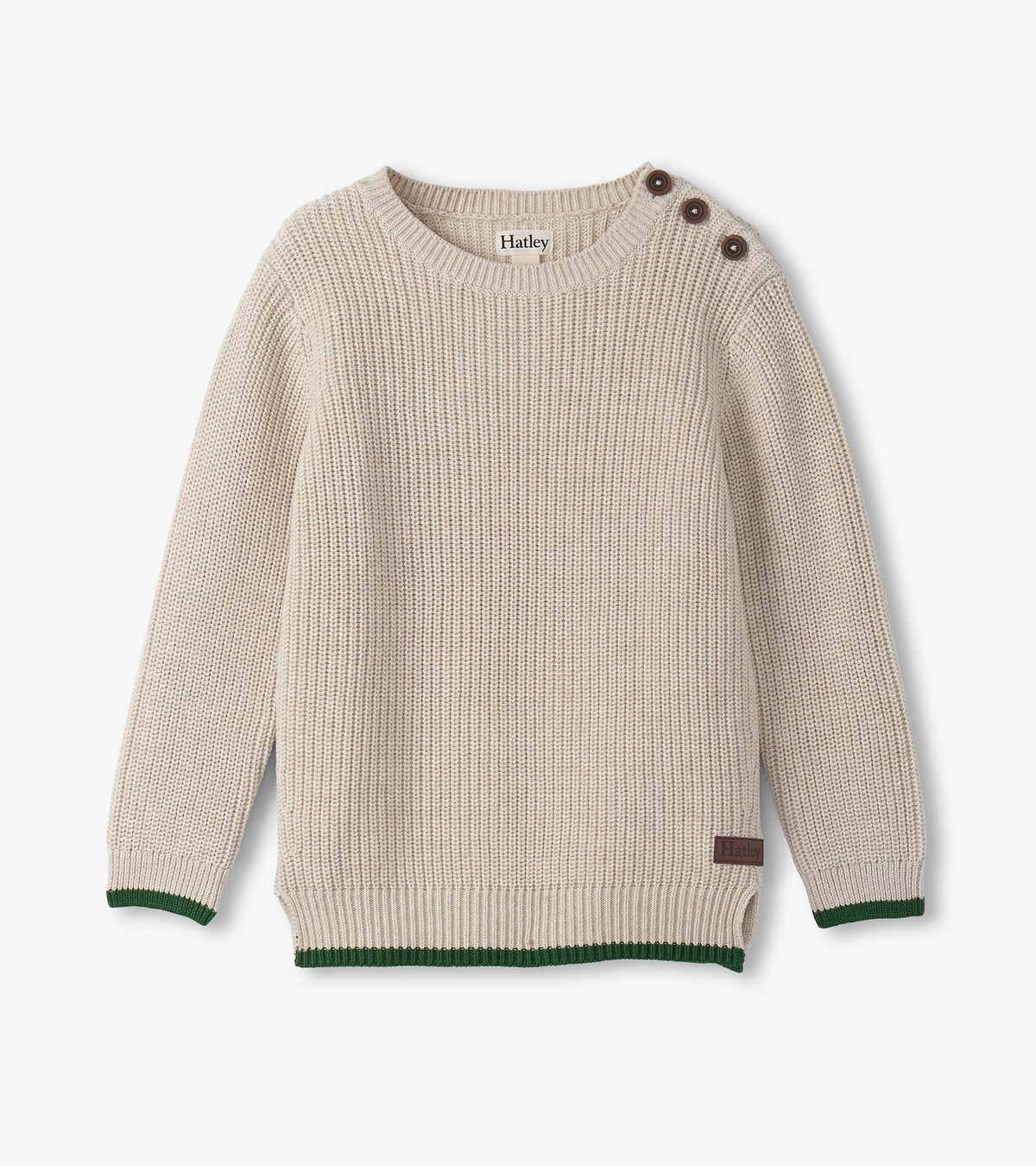 Hatley Boys Oatmeal Melange Button Neck Sweater
