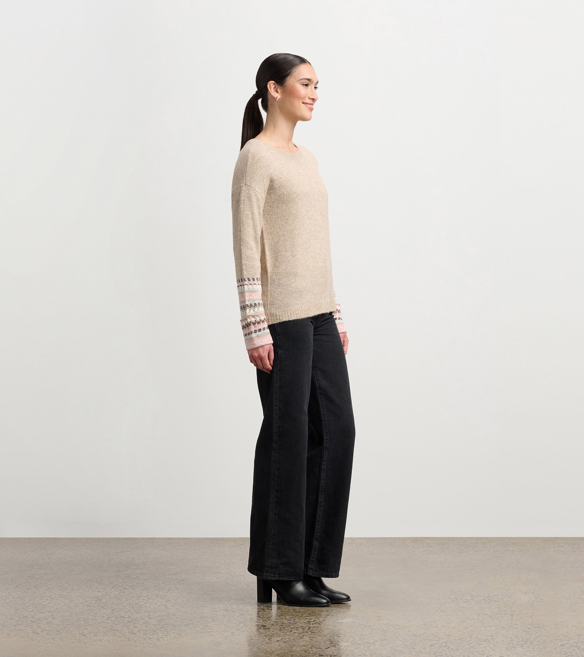 Hatley Jacquard Cuff Sweater - Oatmeal Melange