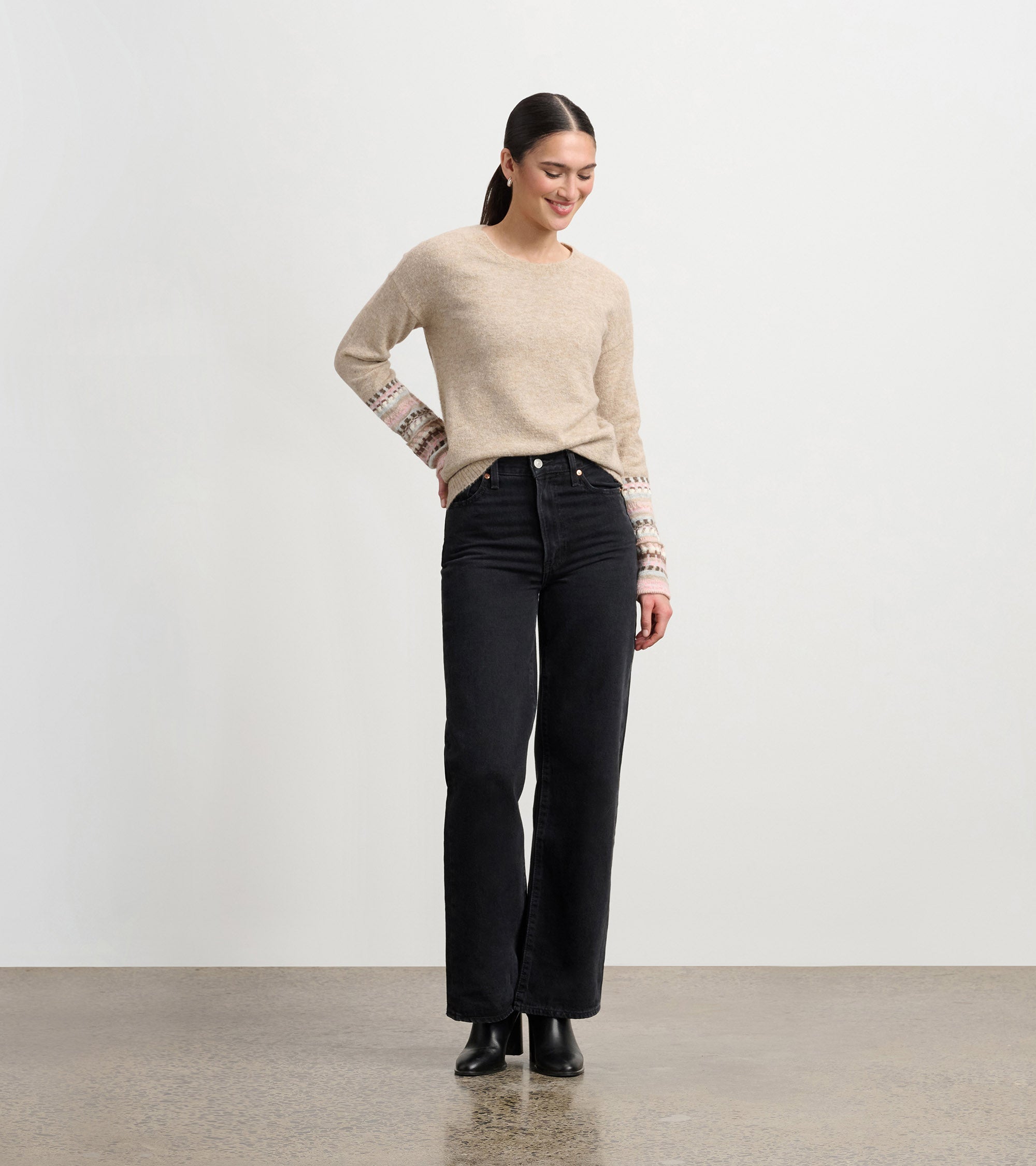 Hatley Jacquard Cuff Sweater - Oatmeal Melange