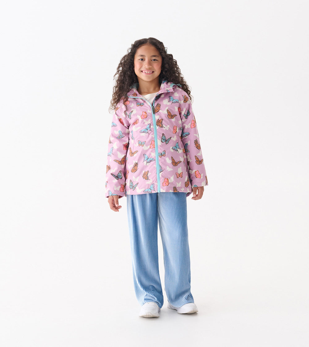 Hatley Girls Pop-Out Butterflies Zip-Up Lightweight Rain Jacket
