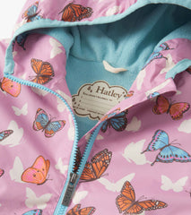 Hatley Girls Pop-Out Butterflies Zip-Up Lightweight Rain Jacket