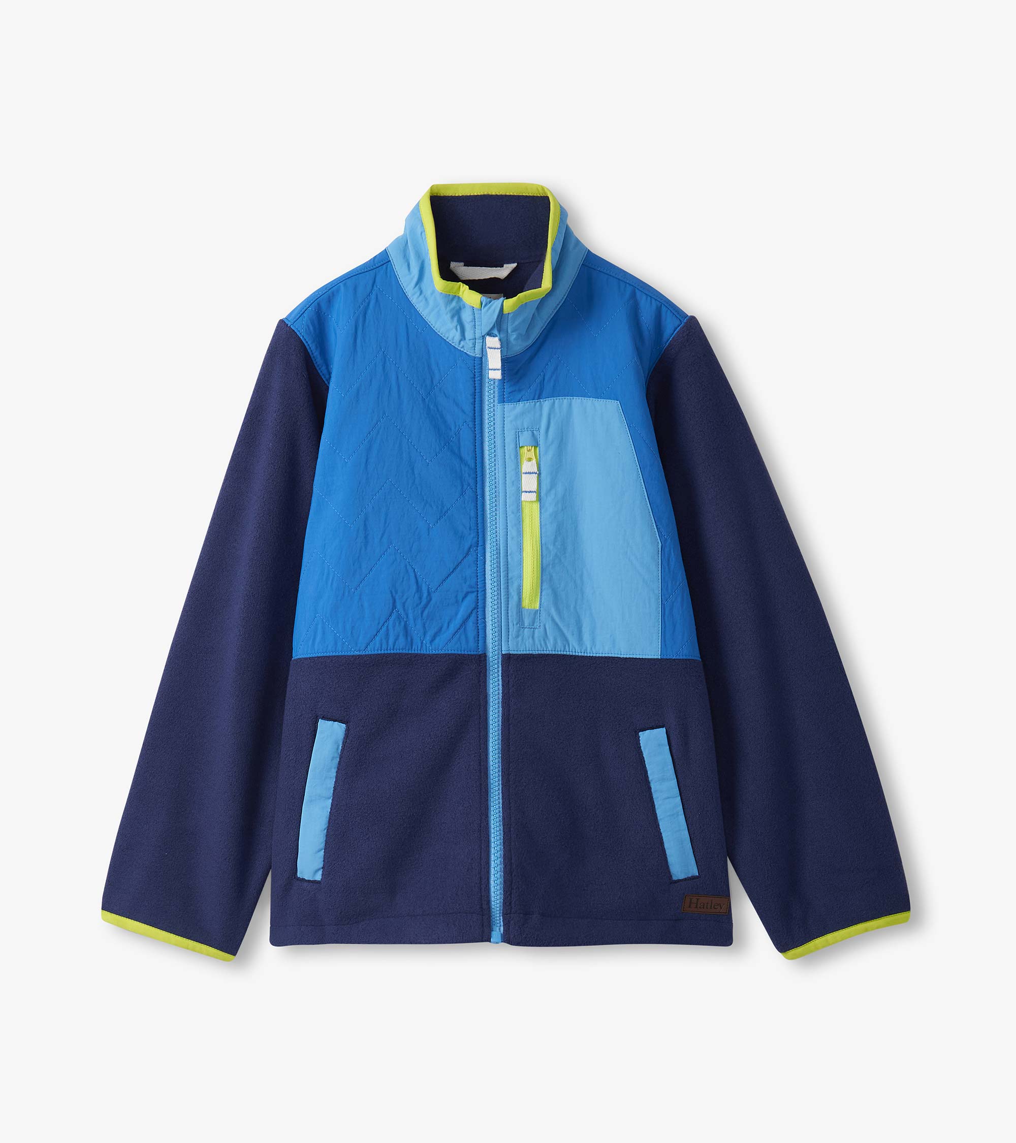 Hatley Boys Blue Color Block Polar Fleece Jacket