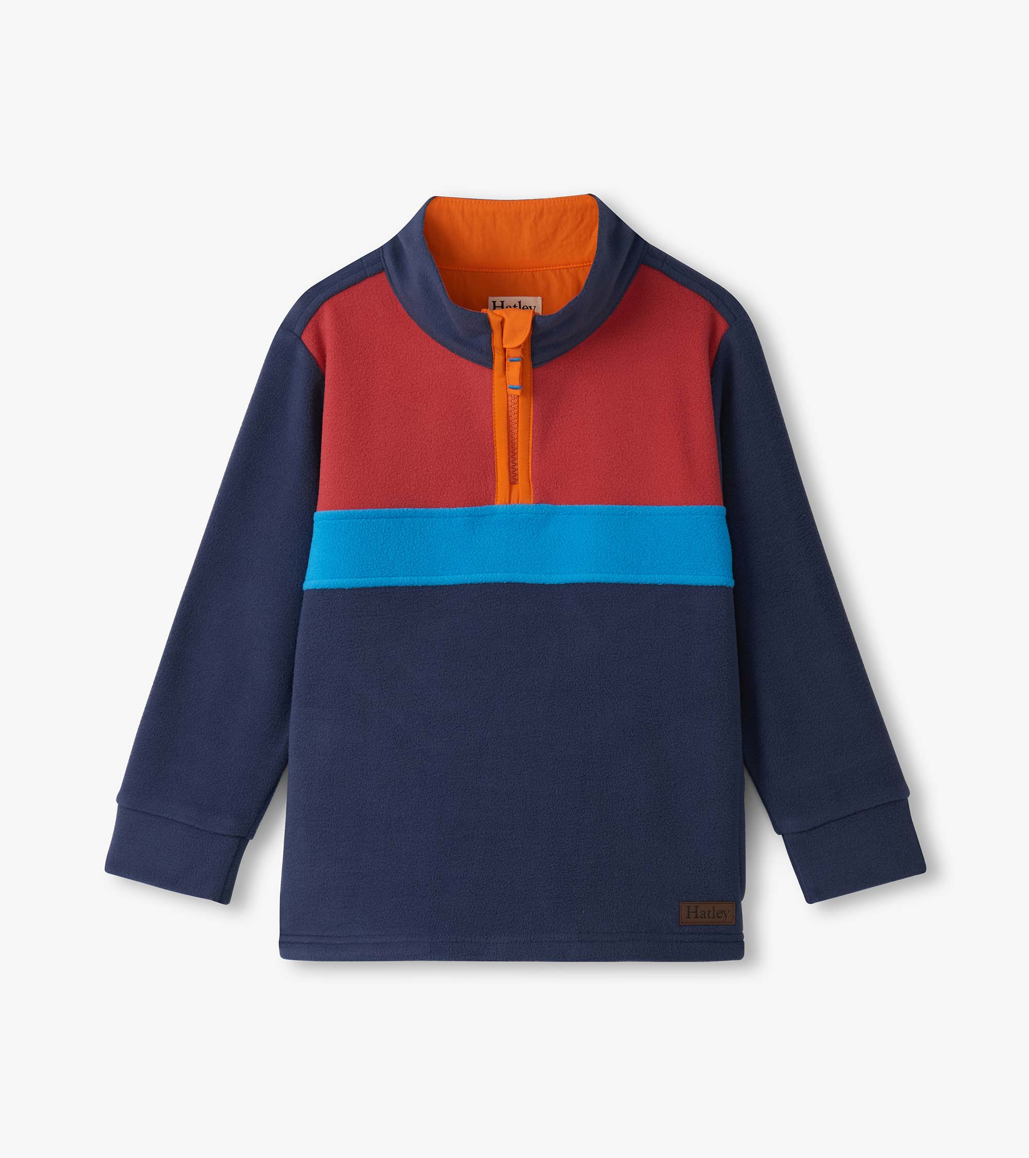 Hatley Boys Navy Color Block Fleece 1/4 Zip Mockneck