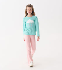 Hatley Girls Flamingo Pink Herringbone Bell Bottoms