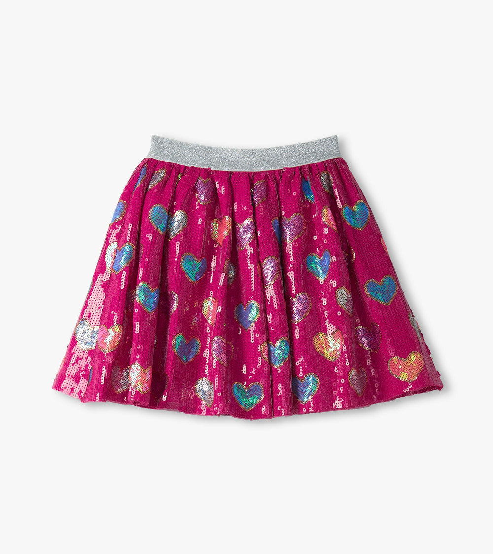Hatley Girls Pink Busted Hearts Sequin Skirt