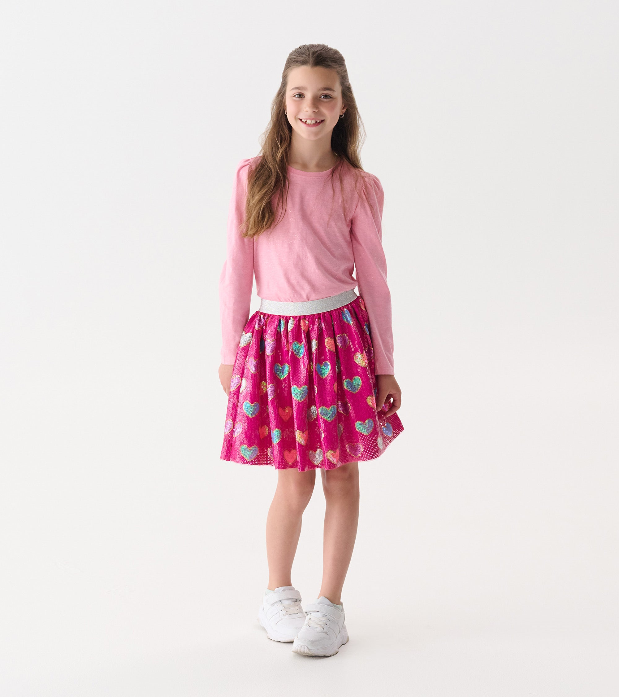 Hatley Girls Pink Busted Hearts Sequin Skirt