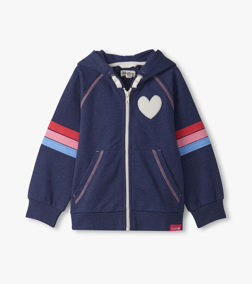 Hatley Girls Patriot Blue Zip-Up Hoodie