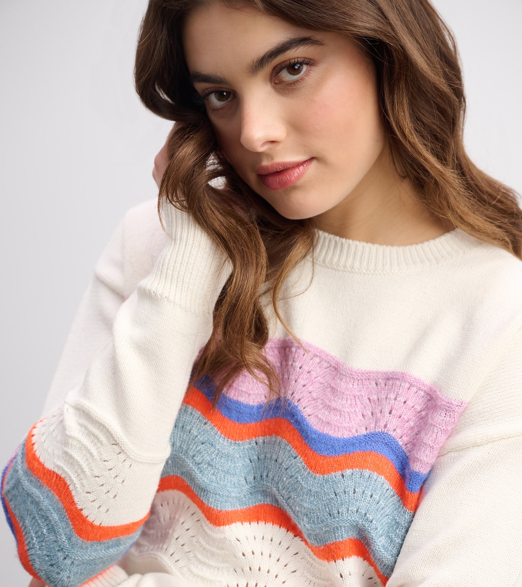Hatley Pointelle Wave Sweater - Summer Sky Ripple