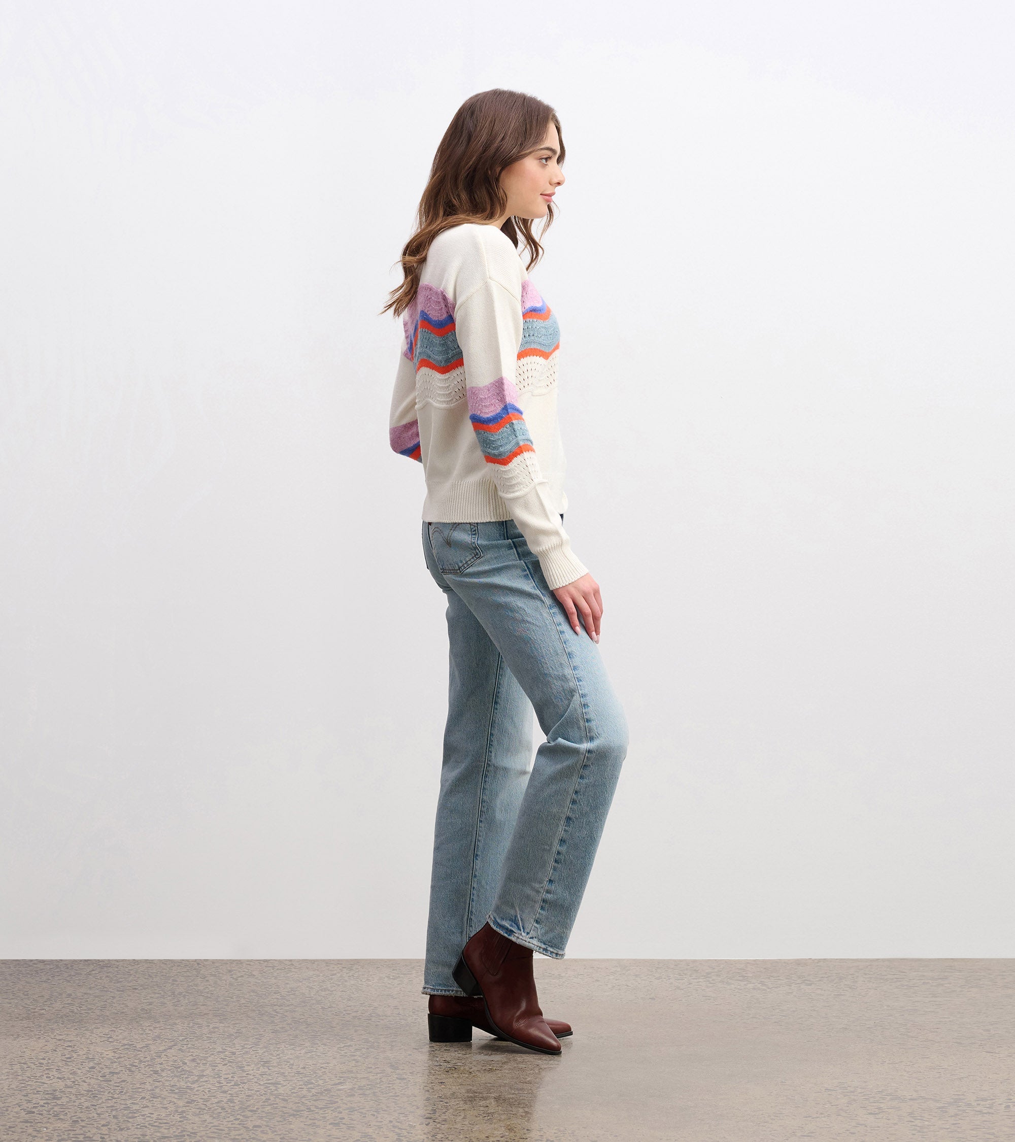 Hatley Pointelle Wave Sweater - Summer Sky Ripple
