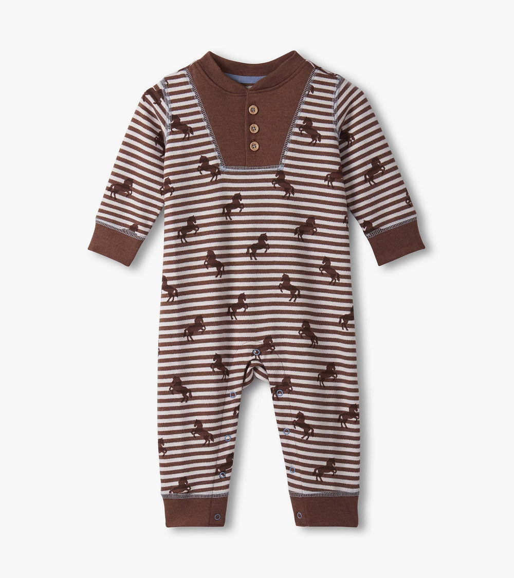 Hatley Baby Boys Ranch Horses Button Yoke Romper