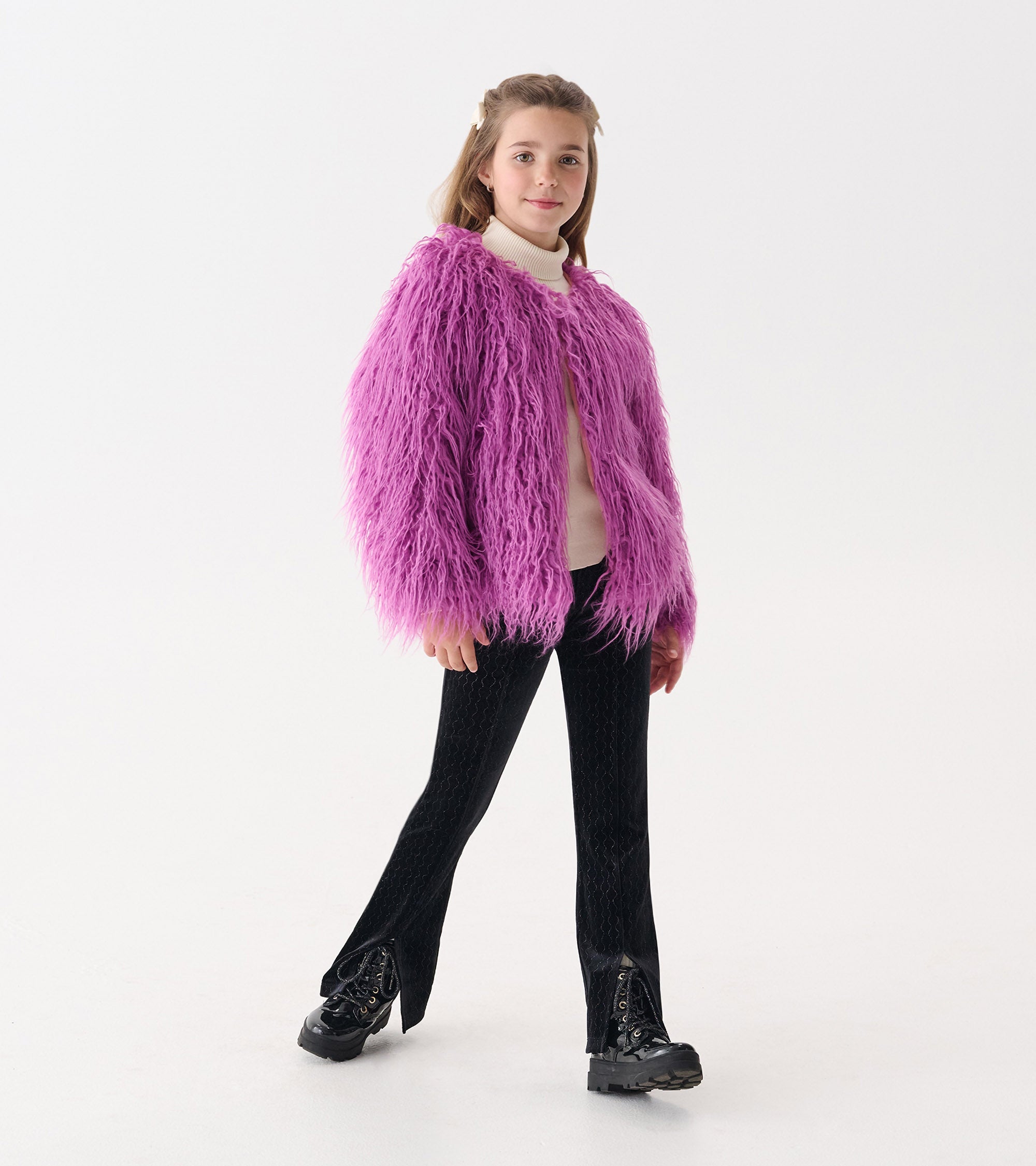 Hatley Girls Radiant Orchid Mongolian Faux Fur Topper