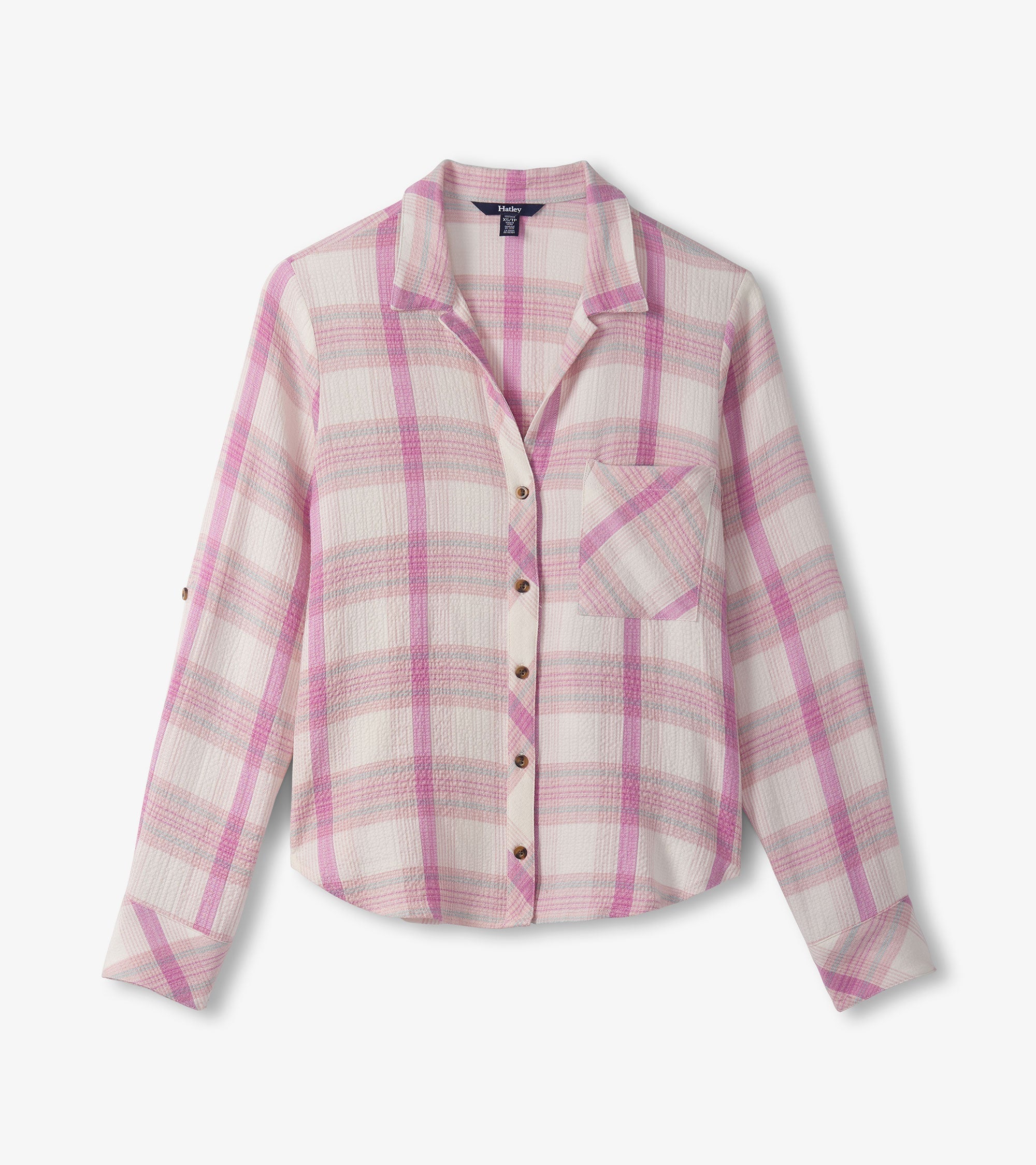 Hatley Lila Button Down - Pink Plaid
