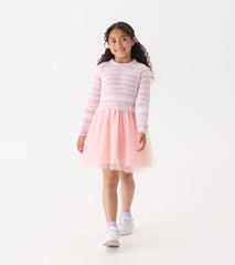 Hatley Girls Pastel Rainbow Fuzzy Mixed Skirt Dress