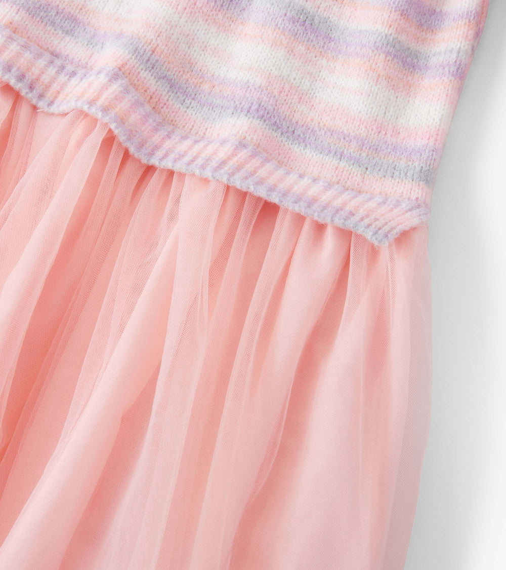 Hatley Girls Pastel Rainbow Fuzzy Mixed Skirt Dress