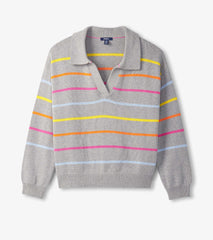 Hatley Johnny Collar Sweater - Sorbet Stripes
