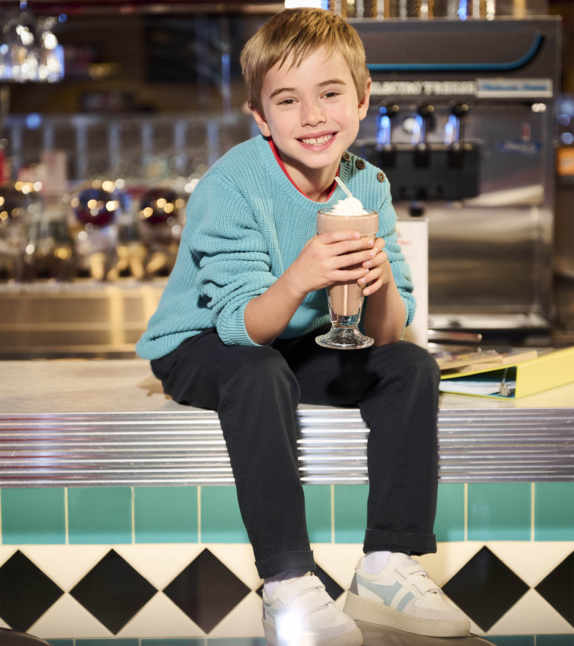 Hatley Boys Teal Button Neck Sweater