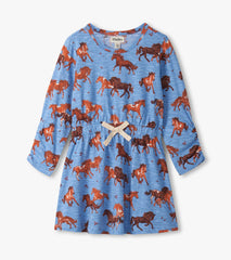 Hatley Girls Tinsel Horses Cinched Waist Dress