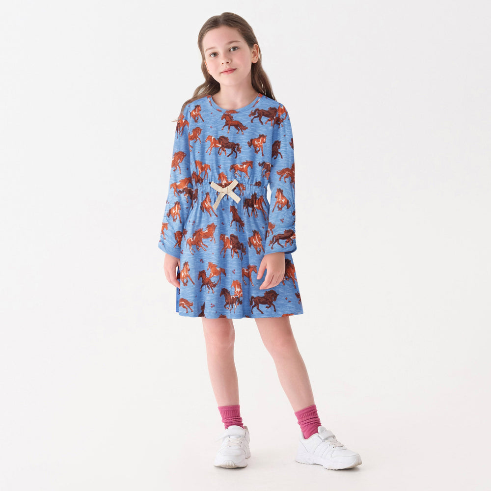 Hatley Girls Tinsel Horses Cinched Waist Dress