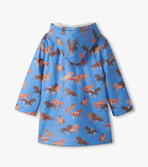 Hatley Girls Tinsel Horses Sherpa Lined Button-Up Rain Jacket