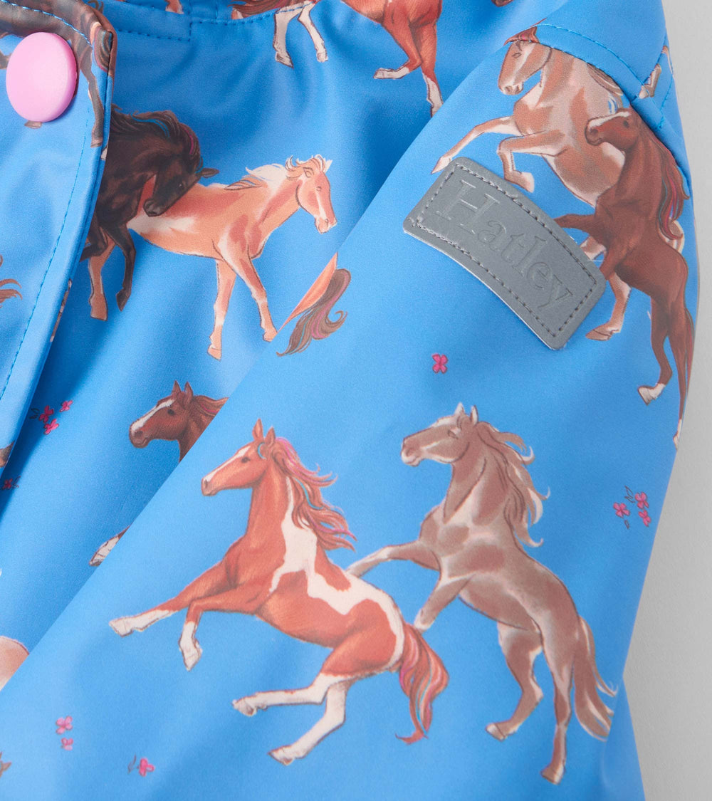 Hatley Girls Tinsel Horses Sherpa Lined Button-Up Rain Jacket