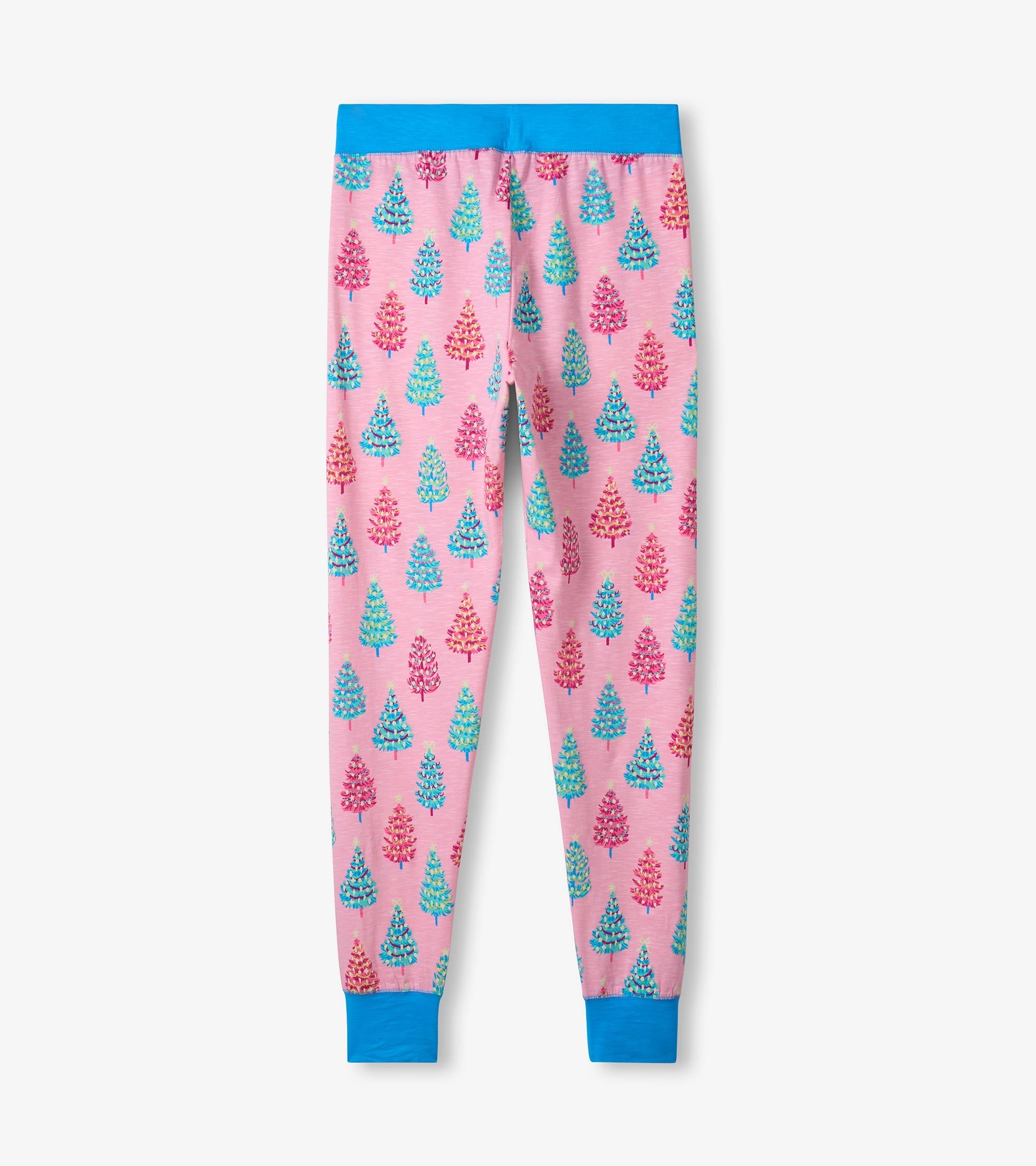 Hatley Women's Pink Bottle Brush Trees Glow in the Dark Cotton Pajama Set