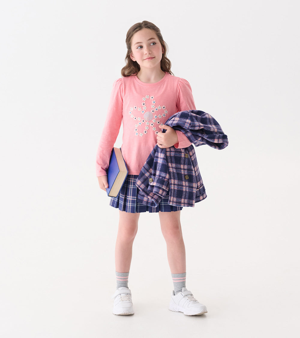 Hatley Girls Embroidered Flowers Puff Sleeve Graphic Tee