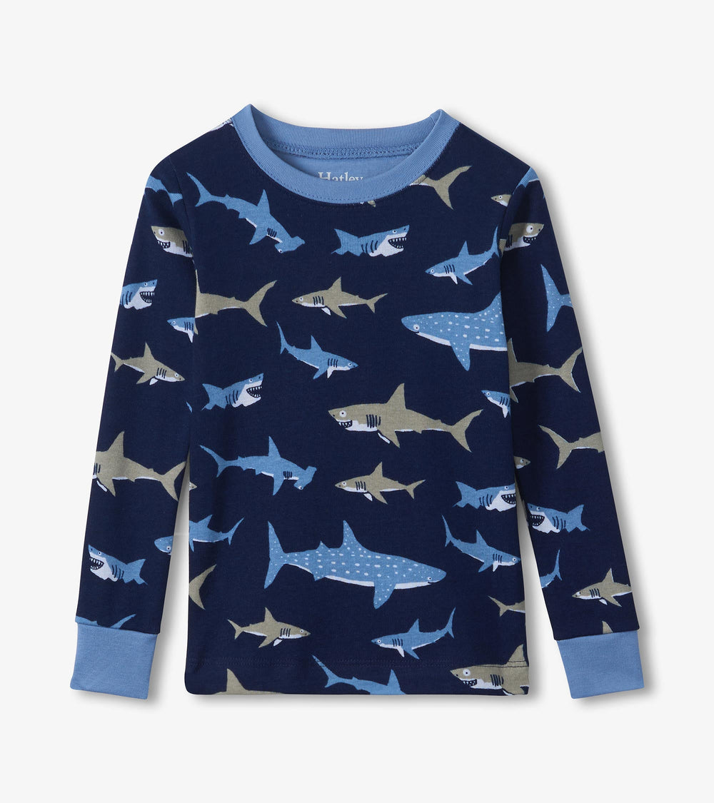 Hatley Boys Shark Frenzy Long Sleeve Pajama Set