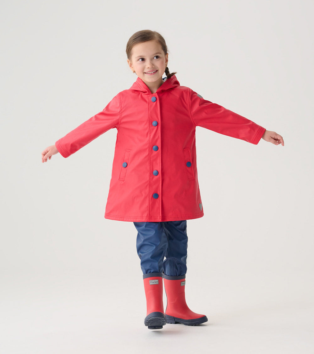 Hatley Kids Red & Navy Button-Up Rain Jacket