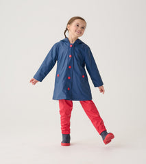 Hatley Kids Navy & Red Button-Up Rain Jacket