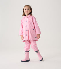 Hatley Girls Pink & Navy Button-Up Rain Jacket