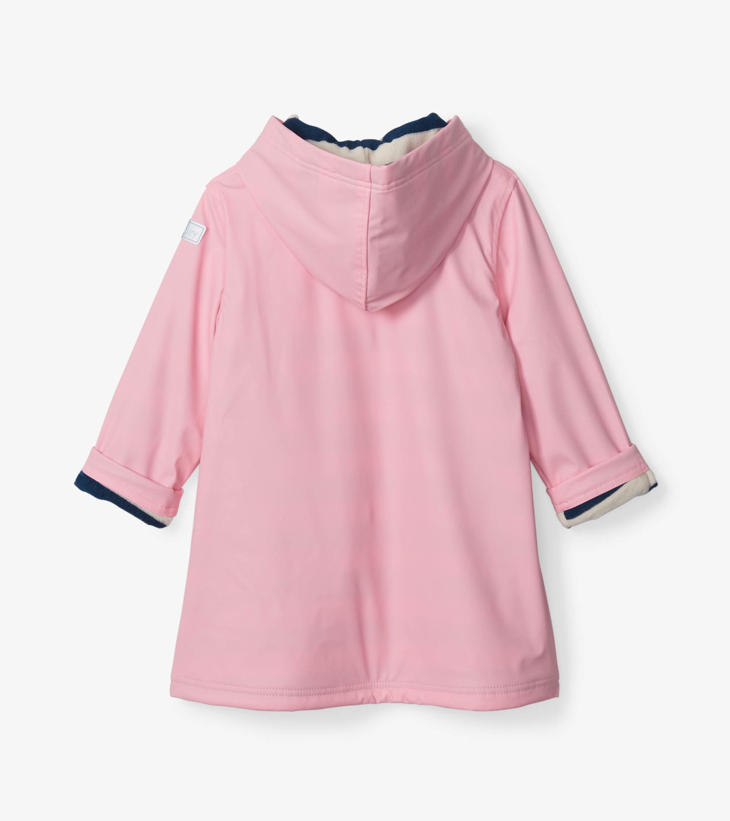 Hatley Girls Pink & Navy Button-Up Rain Jacket