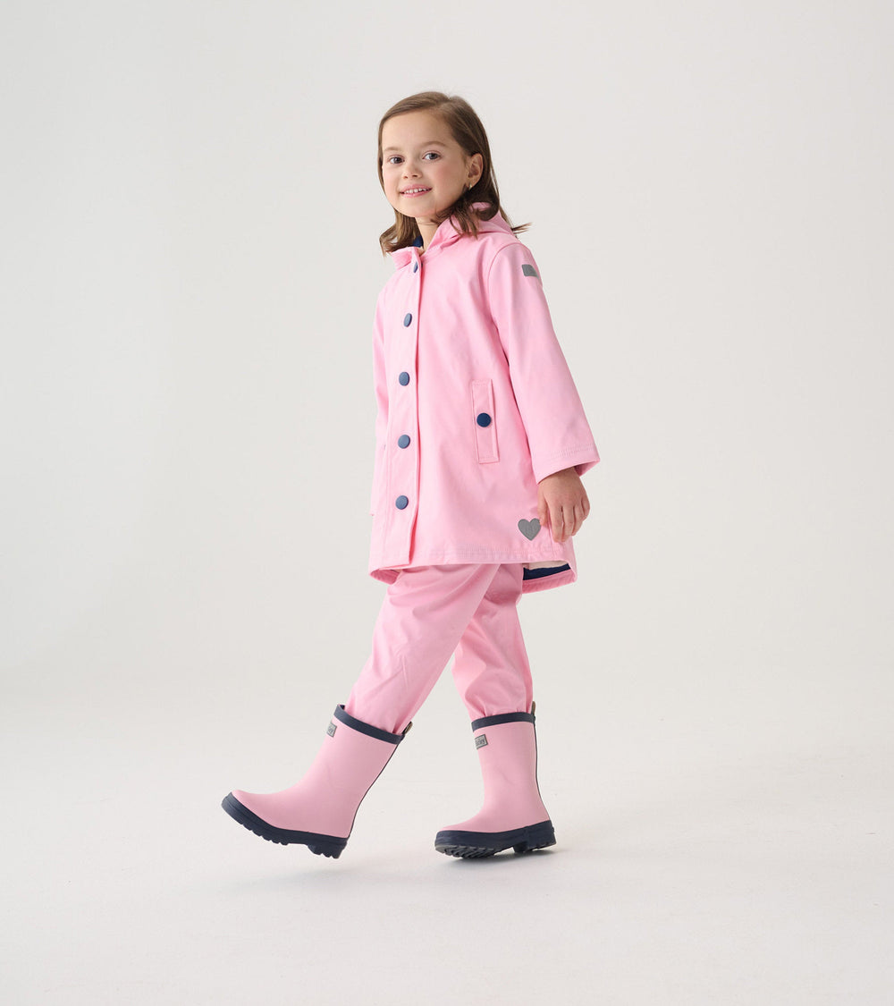 Hatley Girls Pink & Navy Button-Up Rain Jacket