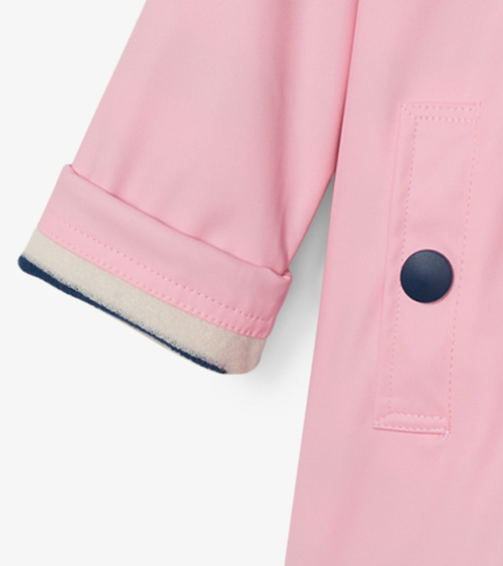 Hatley Girls Pink & Navy Button-Up Rain Jacket