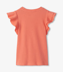 Hatley Girls Coral Fusion Ruffle Sleeve Tank