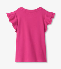 Hatley Girls Raspberry Rose Ruffle Sleeve Tank