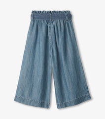 Hatley Girls Smokey Blue Wash Cropped Paperbag Pants