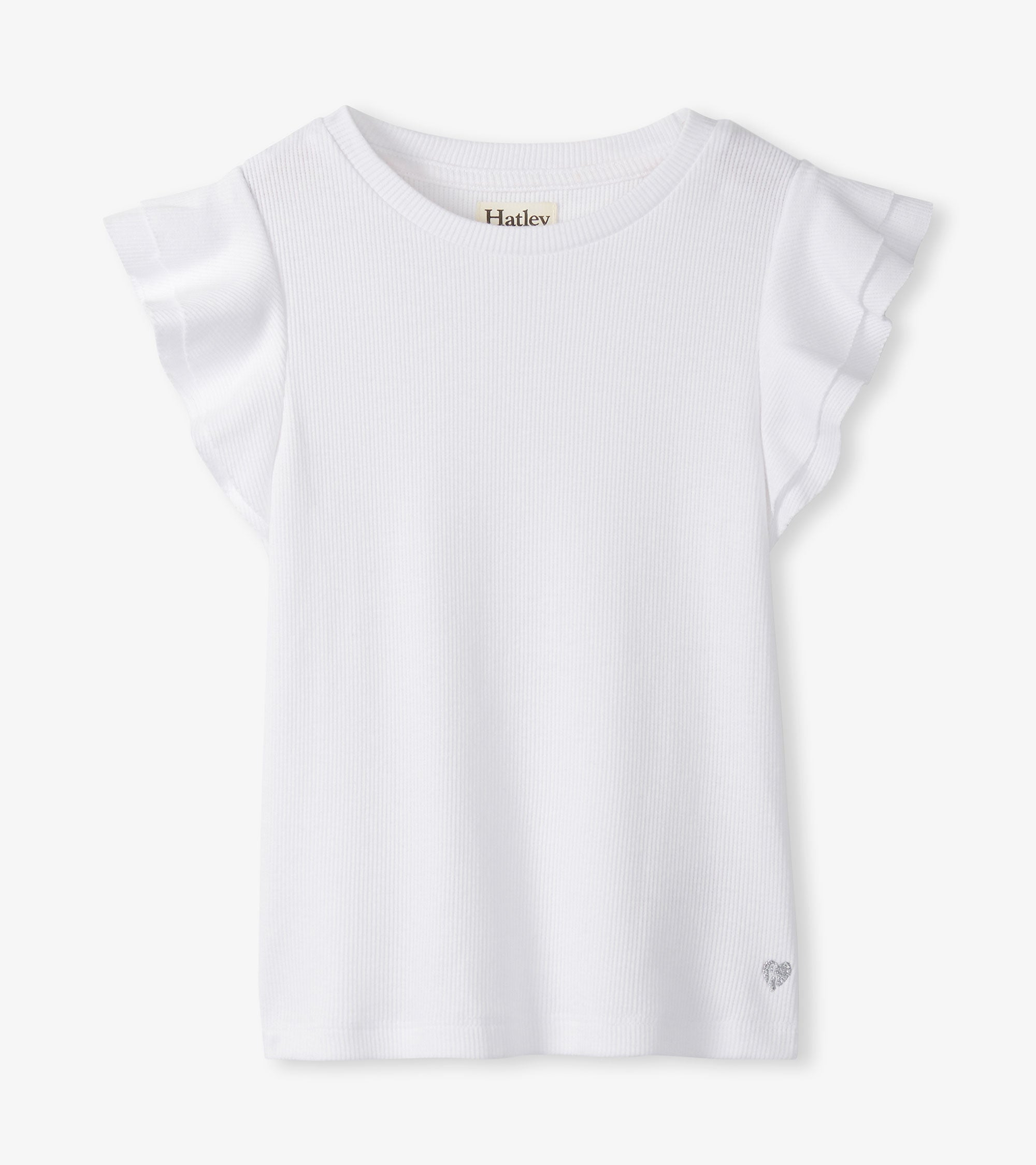 Hatley Girls White Ruffle Sleeve Tank