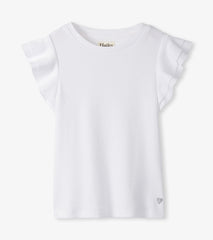 Hatley Girls White Ruffle Sleeve Tank
