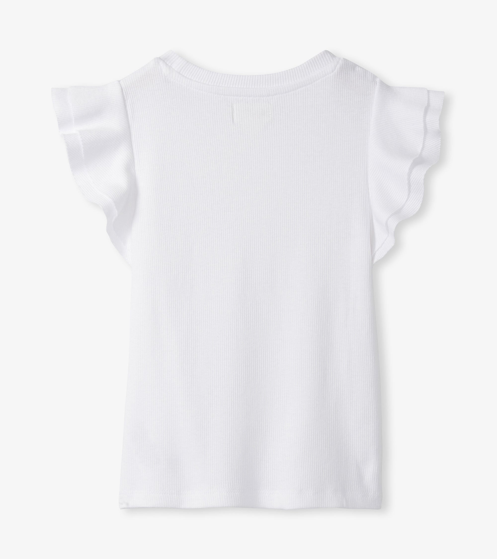 Hatley Girls White Ruffle Sleeve Tank